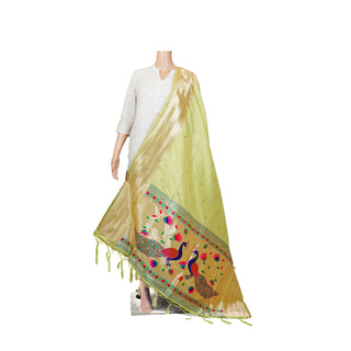 Paithani Tripple Muniya Dupatta - Pista Green