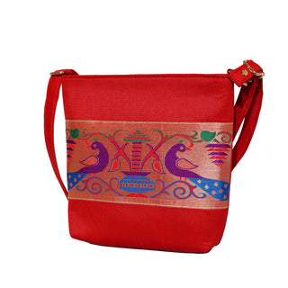 Paithani Sling Bag - Red