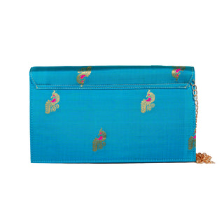 Paithani Box Clutch - Aqua Blue