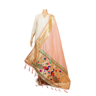 Paithani Tripple Muniya Dupatta - Baby Pink