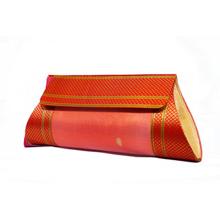 Paithani Damaru Clutch - Peach