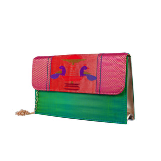 Paithani Box Clutch - Turqiose