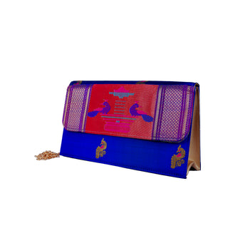 Paithani Box Clutch - Blue