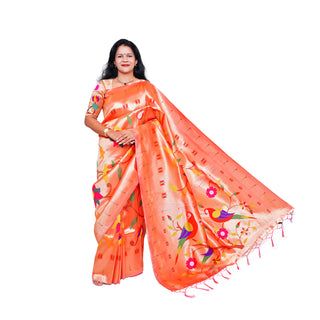 All Over Muniya Border Saree - Peach Pink