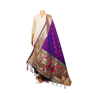Paithani Tripple Muniya Dupatta - Violet
