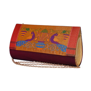 Paithani Medium Clutch - Maroon