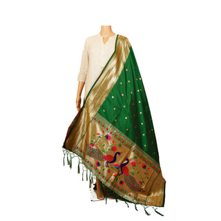 Paithani Tripple Muniya Dupatta - Green