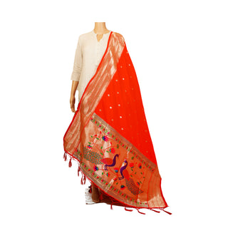 Paithani Tripple Muniya Dupatta - Red