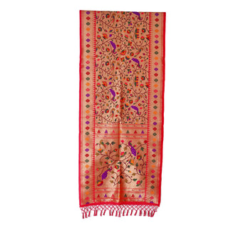 Paithani Short Dupatta - All over design - Pink