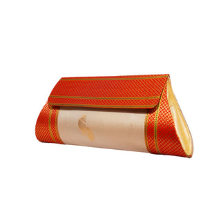Paithani Damaru Clutch - Pearl