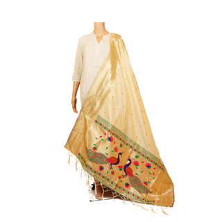 Paithani Tripple Muniya Dupatta - Off White