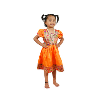 Muktai Paithani Frock - Orange