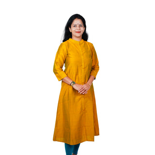 A line Ladies Kurti - Mustard yellow