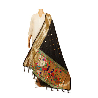 Paithani Tripple Muniya Dupatta - Black