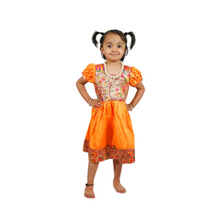 Muktai Paithani Frock - Orange