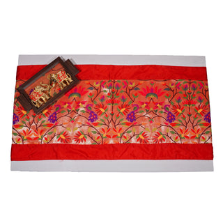 Paithani Table Runner - Six Seater - Red