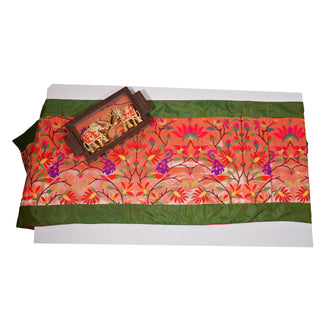 Paithani Table Runner - Six Seater - Green