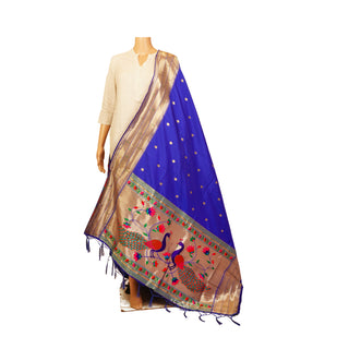 Paithani Tripple Muniya Dupatta - Blue
