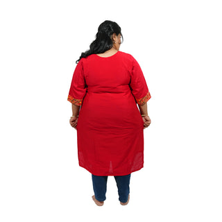 All Over Plus size Paithani Kurti - Red