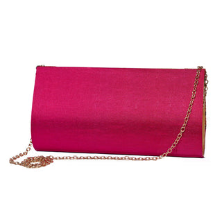 Paithani Medium Clutch - Rani Pink