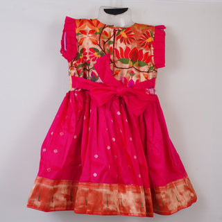 Paithani Frock - Reddish Pink