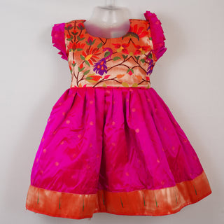 Paithani Frock - Dark Pink