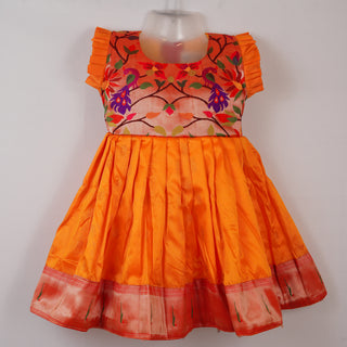 Paithani Frock - Orange