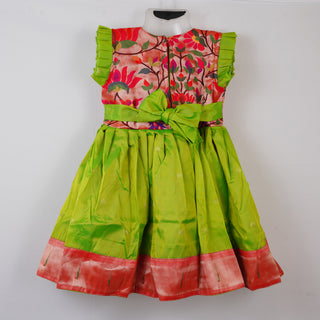 Paithani Frock - Neon Green