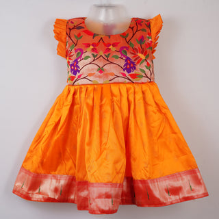 Paithani Frock - Orange