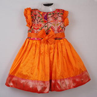 Paithani Frock - Orange