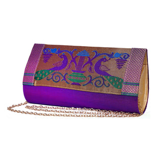 Paithani Medium Clutch - Purple