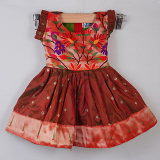 Paithani Frock - Red Dhoop Chav