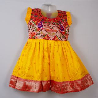 Paithani Frock - Yellow