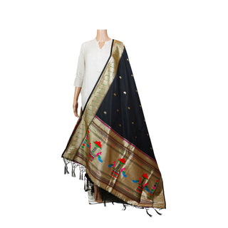 Paithani Single Muniya Dupatta - Black