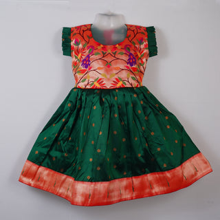 Paithani Frock - Dark Green