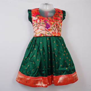 Paithani Frock - Dark Green