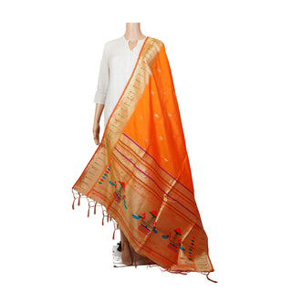 Paithani Single Muniya Dupatta - Orange