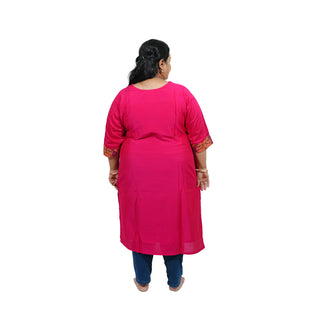 All Over Plus size Paithani Kurti - Pink