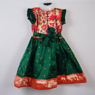 Paithani Frock - Dark Green