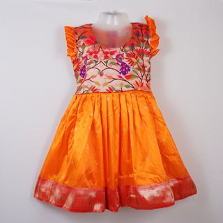 Paithani Frock - Orange