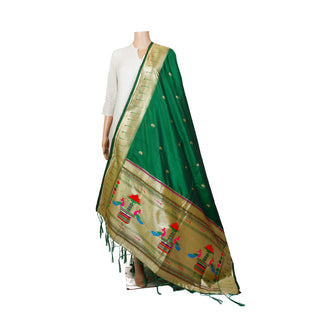 Paithani Single Muniya Dupatta - Green