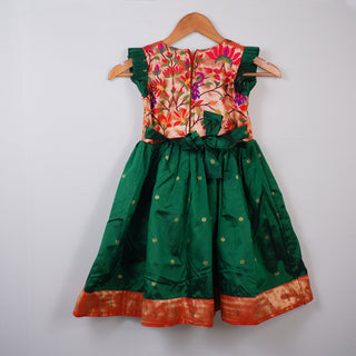 Paithani Frock - Dark Green