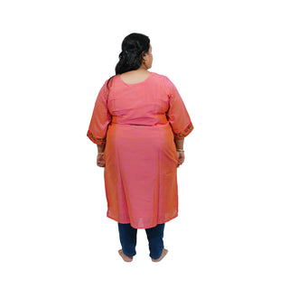 All Over Plus size Paithani Kurti - Peach Pink