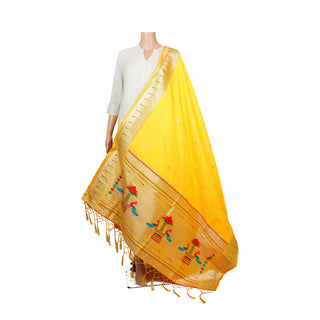 Paithani Single Muniya Dupatta - Yellow