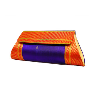 Paithani Damaru clutch - Dark Blue
