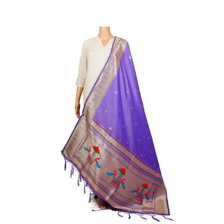 Paithani Single Muniya Dupatta - Lavender purple