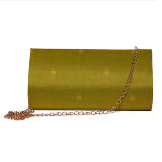 Paithani Medium Clutch - Mustard Yellow