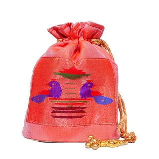 Pure Silk Paithani Batwa - Peach
