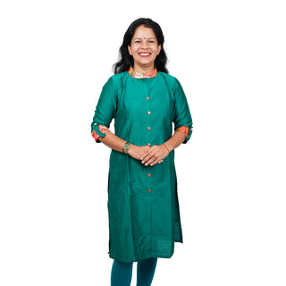 Ganpati Special Kurti - Bottle Green