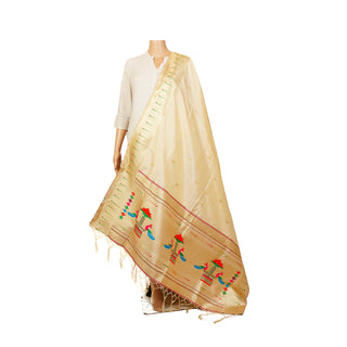 Paithani Single Muniya Dupatta - Off white